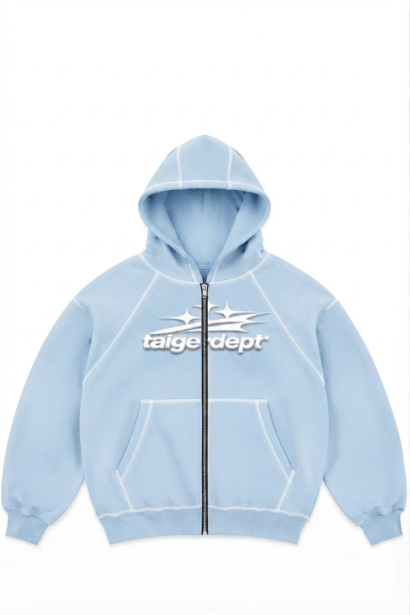 Light Blue Zip Hoodie TAIGERDEPT