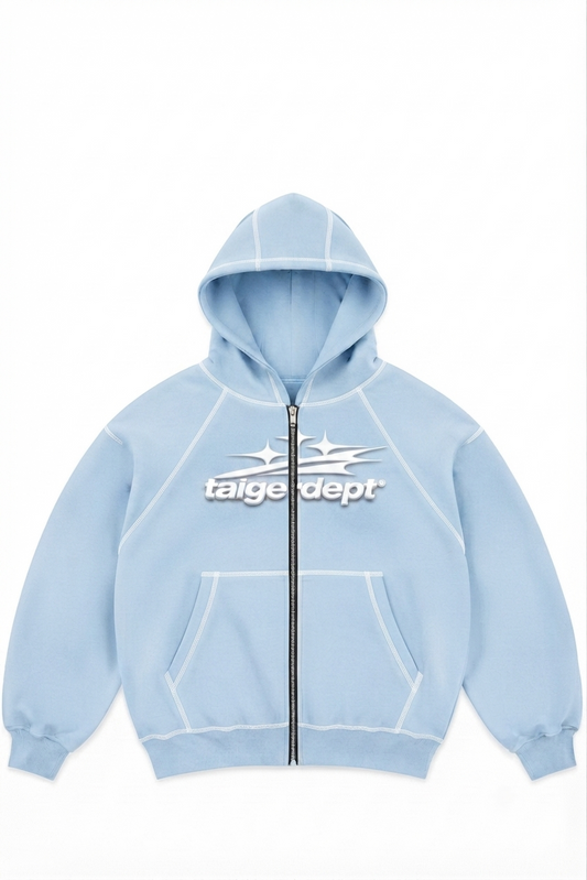Light Blue Zip Hoodie TAIGERDEPT